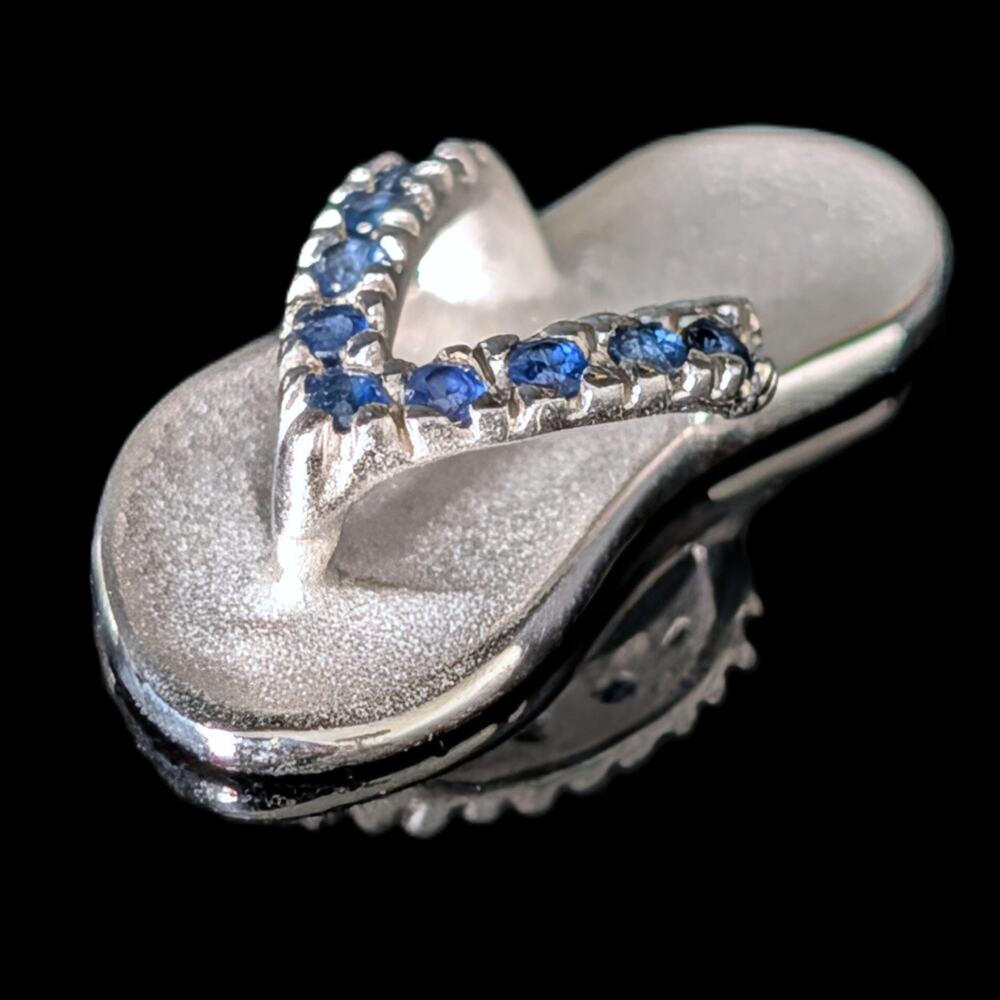 NA HOKU Diamonds 14k White Gold Flip Flop Sandal Pendant Estate Jewelry Gift